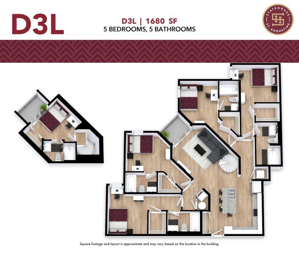 Statehouse Tallahassee D3L 5-bedroom floor plan