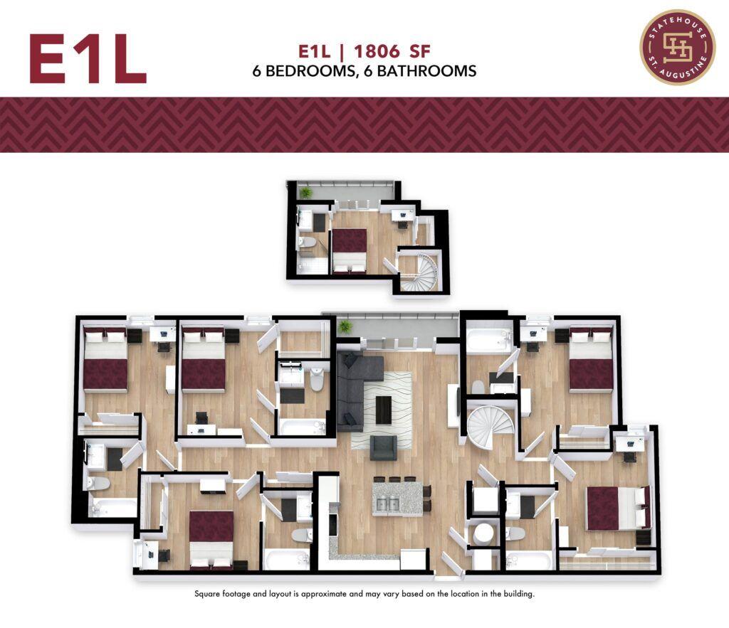 Statehouse Tallahassee E1L 6-bedroom floor plan