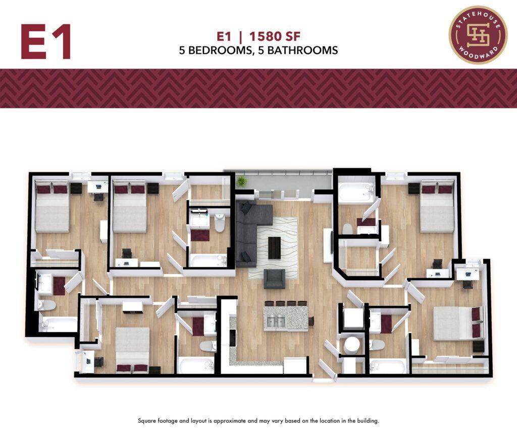 Statehouse Tallahassee E1 5-bedroom floor plan